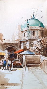 Zahid Ashraf, 08 x 16 inch, Acrylic on Canvas, Cityscape Painting, AC-ZHA-104